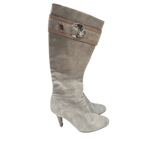 Cole Haan Shoes - Cole Haan Women‎ Gray Suede Leather Tall Heeled Boots Size 7.5B